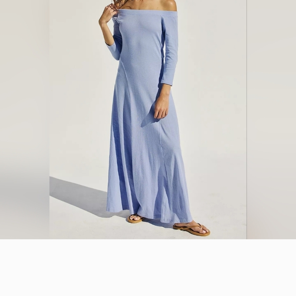 Free People Elegant Blue Off-Shoulder Maxi Dress
